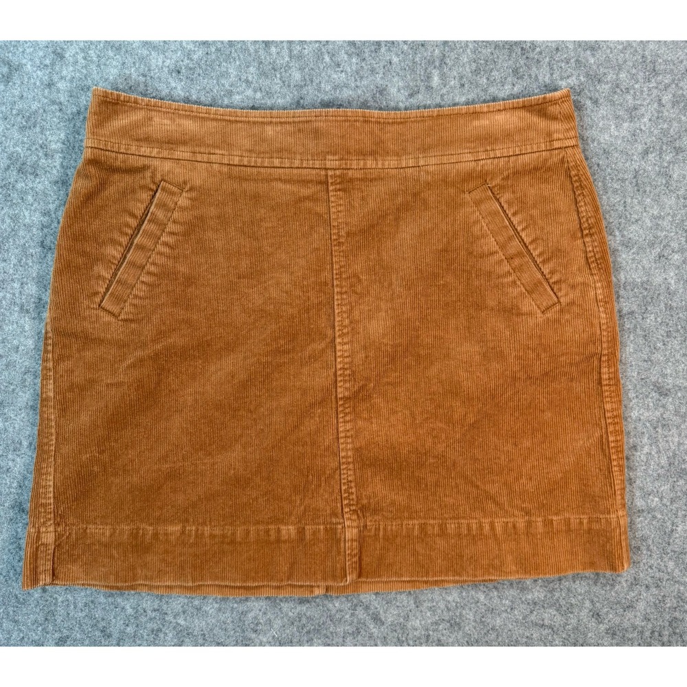 Loft Ann Taylor Brown Corduroy Mini Skirt Size 8 Camel Tan Straight Pockets